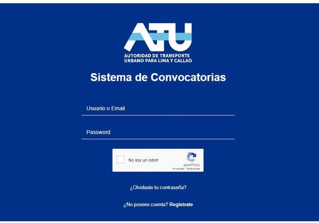 Plataforma oficial de la ATU. Foto: captura   