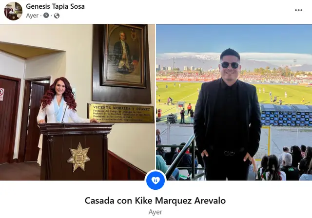  Gnesis Tapia reafirma su matrimonio con Kike Mrquez Arvalo. Foto: captura Facebook 