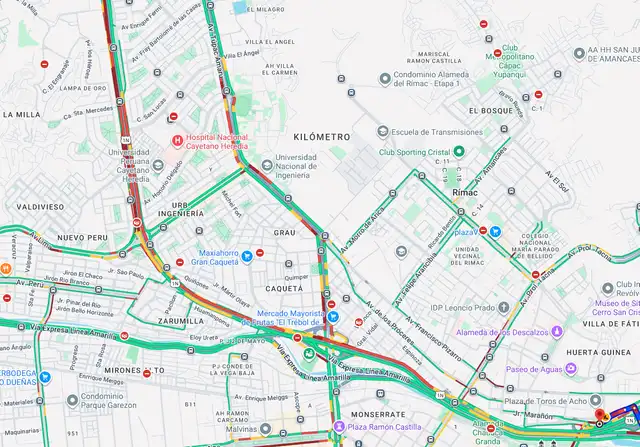Congestión vehicular en Vía de Evitamiento. Foto: Google Maps. Congestión vehicular en Vía de Evitamiento. Foto: Google Maps.