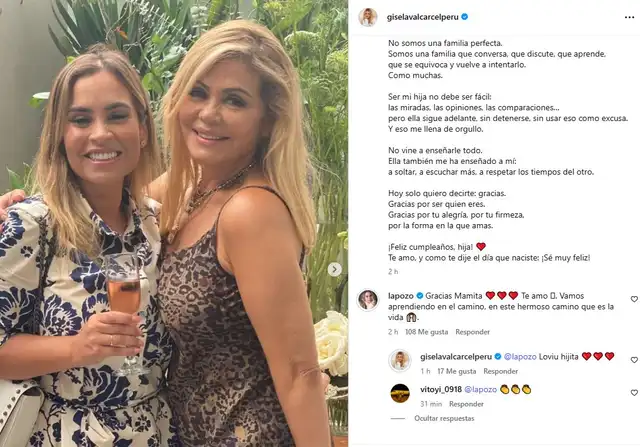 Gisela Valcárcel y Ethel Pozo. Foto: Instagram Gisela Valcárcel y Ethel Pozo. Foto: Instagram