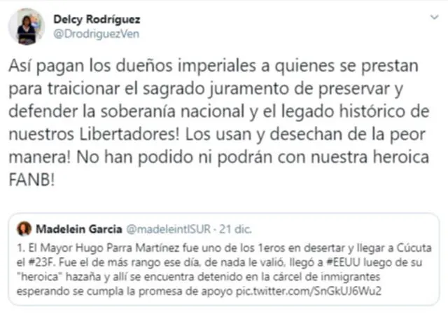 En su paso por el Ministerio para Relaciones Exteriores, Delcy Rodríguez acostumbraba a dirigir fuertes críticas al Gobierno de Estados Unidos