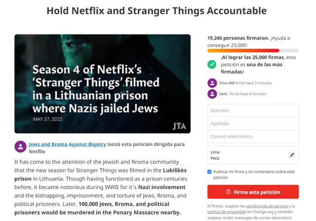 Petición contra "Stranger things" lleva, hasta el cierre de esta notam casi 19 mil 300 firmas