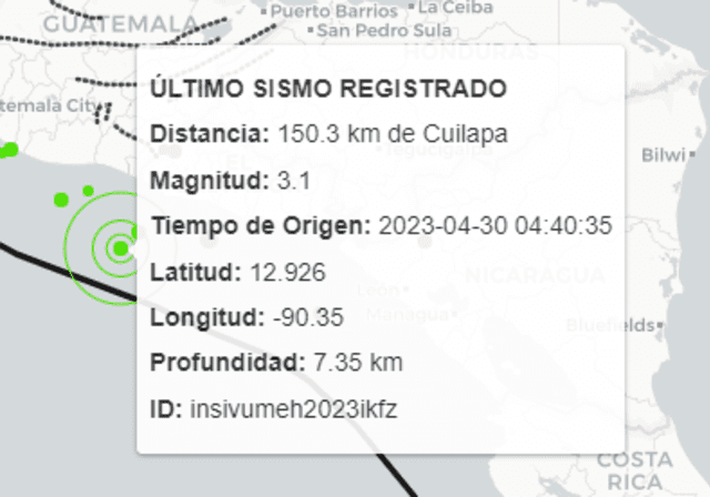  Último sismo registrado en Guatemala. Foto: INSIVUMEH   