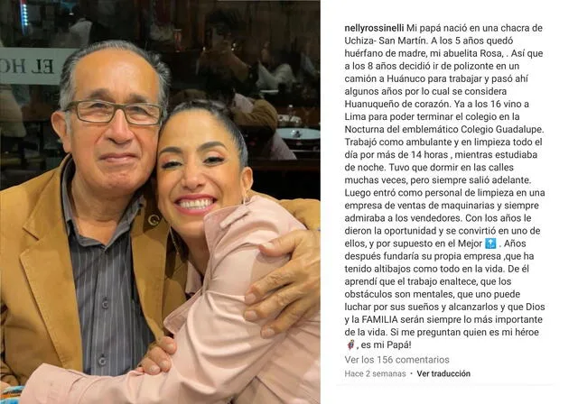  Nelly Rossinelli y su padre Emilio Beraun. Foto: captura Nelly Rossinelli/Instagram<br><br>    