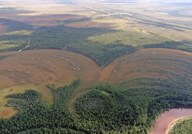  El complejo fortificado se encuentra en un espolón sobre el río Amnya, rico en peces. Foto: Nikita Golovanov   