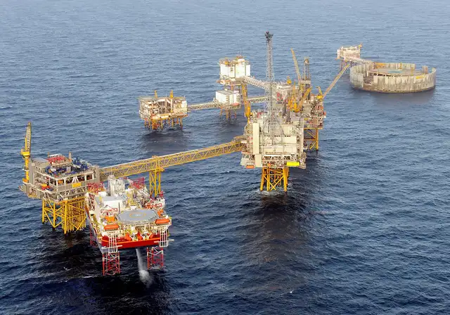 El campo Ekofisk, el primer yacimiento petrolífero gigante descubierto en Noruega. Foto: Norsk Petroleum.