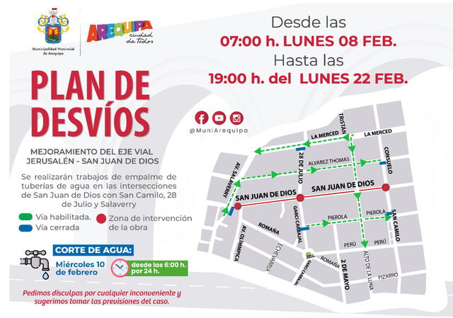 Arequipa: cerrarán las tres últimas cuadras de la calle San Juan de Dios por 14 días