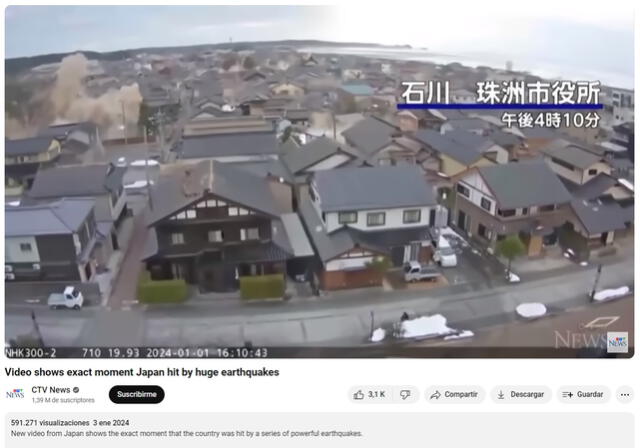 <em> Imágenes del terremoto en Ishikawa desde otro ángulo. Foto: captura de YouTube</em>   