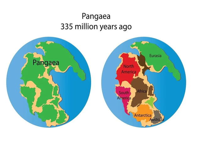 La idea de supercontinentes no es nueva, ya que el último supercontinente, conocido como Pangea, se formó hace unos 335 millones de años. Foto: Meteored.   