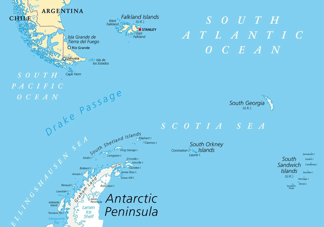 El Pasaje de Drake se encuentra entre Sudamérica y la Antártida. Foto: Difusión El Pasaje de Drake se encuentra entre Sudamérica y la Antártida. Foto: Difusión