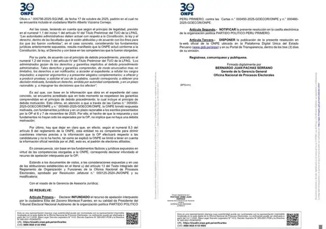 Resolución de la ONPE sobre Martín Vizcarra Resolución de la ONPE sobre Martín Vizcarra