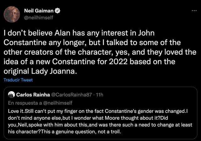 Neil Gaiman, creador del cómic "The Sandman", resulve duda sobre la nueva Constantine de Netflix