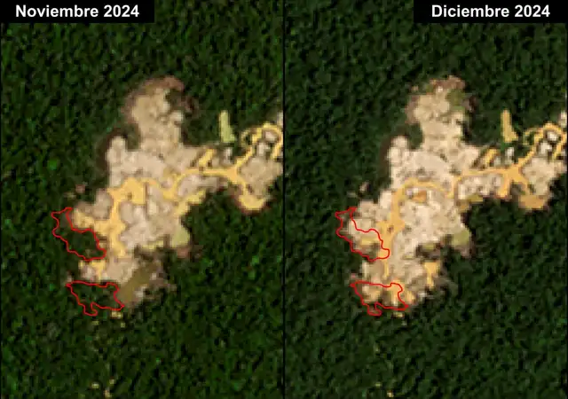 Se identificó el crecimiento de la minería ilegal en lugares ya detectados a lo largo del 2024. Foto: RAMI   