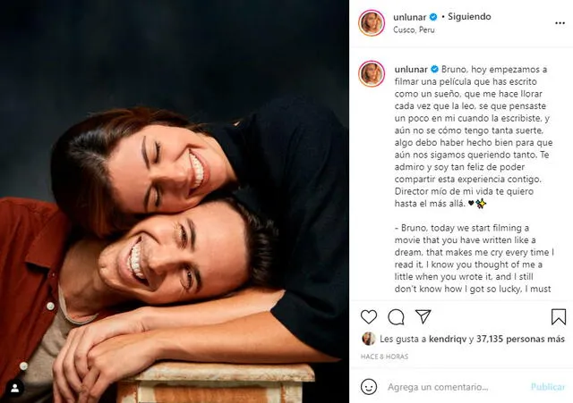 Stephanie Cayo y Bruno Ascenzo ya iniciaron las grabaciones de la nueva película del director y guionista. Foto: Bruno Ascenzo Instagram