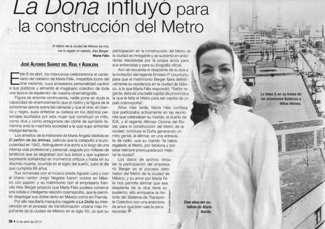 María Félix fue portada de noticias por la construcción del Metro de México. Foto: Fundación María Félix   