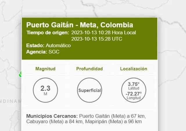 Sismo en Colombia. Foto: SGC   