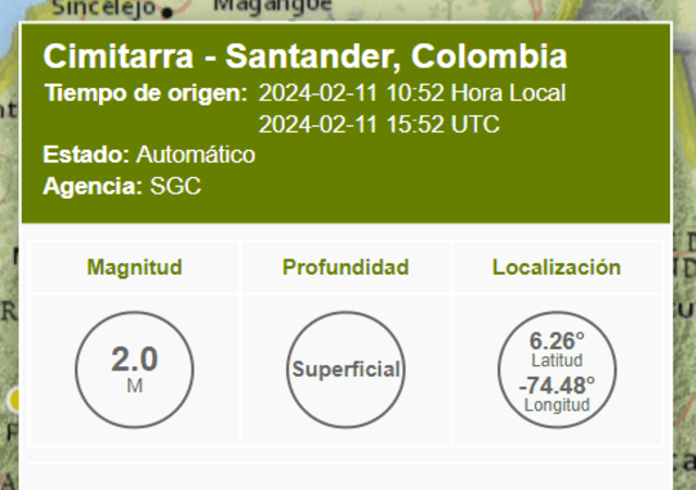 Sismo en Colombia. Foto: SGC   