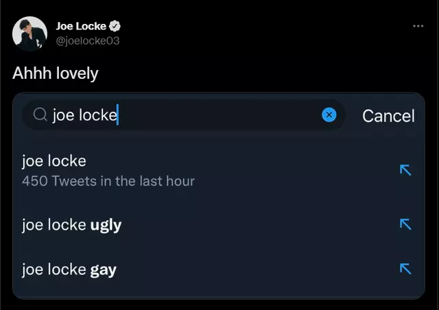 Respuesta de Joe Locke a los expuesto por su compañero de reparto. Foto: captura/ @joelocke03/Twitter. Respuesta de Joe Locke a los expuesto por su compañero de reparto. Foto: captura/ @joelocke03/Twitter.