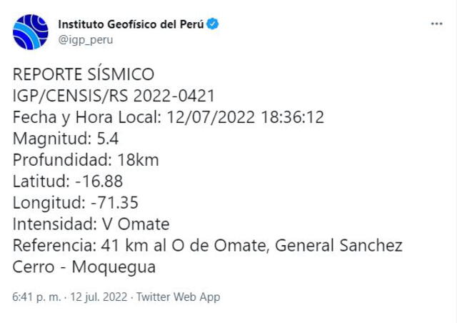 Sismo en el sur