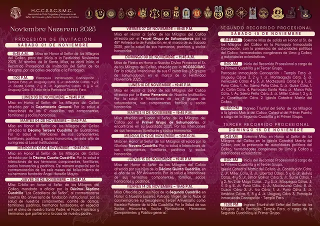  Itinerario de la Procesión del Señor de los Milagros en el Callao. Foto: Hermandad del Señor del Consuelo y Señor de los Milagros del Callao.   