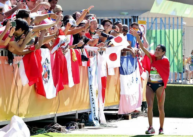 Gladys Tejeda tras disputar la maratón femenina en Río 2016. Foto: La República