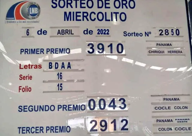 Lotería de Panamá HOY, miércoles 6 de abril