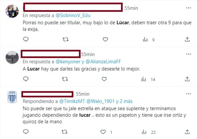 Hinchas de Alianza Lima criticaron a Adriana Lúcar. Foto: captura Twitter   