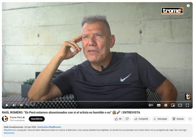 <em> Video de la entrevista a Romero. Foto: captura de Youtube</em>   