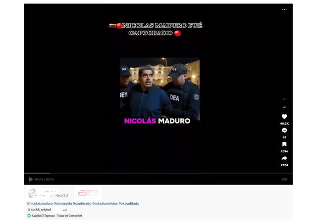 <em>Desinformación sobre Nicolás Maduro. Foto: captura de TikTok</em>   