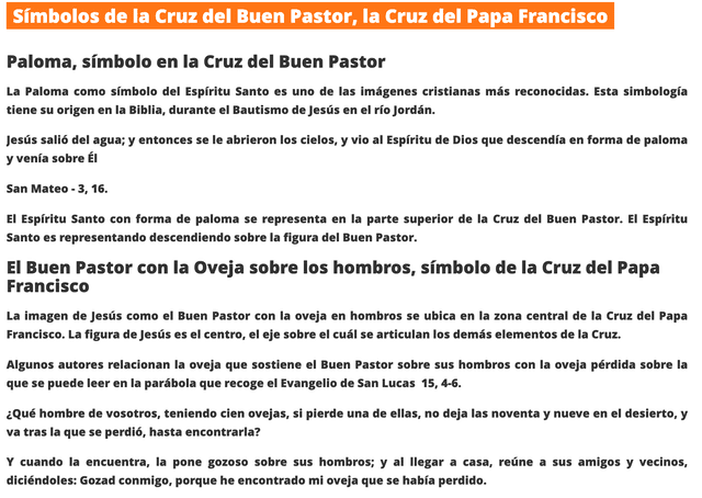 Información sobre la Cruz del Buen Pastor del papa Francisco. Foto: captura LR/Brabander Artículos Religiosos.