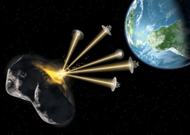 Técnica de la ablación láser para cambiar la trayectoria de un asteroide de riesgo. Foto: The Planetary Society