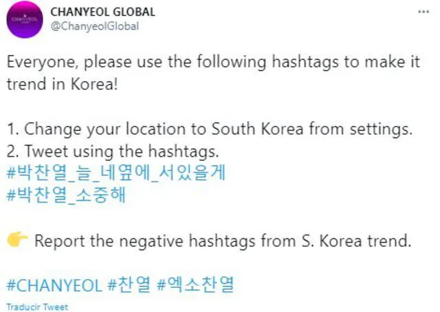 Chanyeol Global es una de las principales fanbases internacionales del rapero de EXO. Foto: Twitter