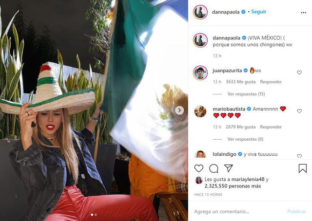 Danna Paola celebra el Día de la Independencia de México. Foto: captura Instagram