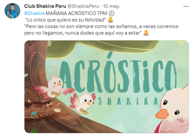 Shakira y su nueva canción. Foto: Twitter/Club Shakira Perú   
