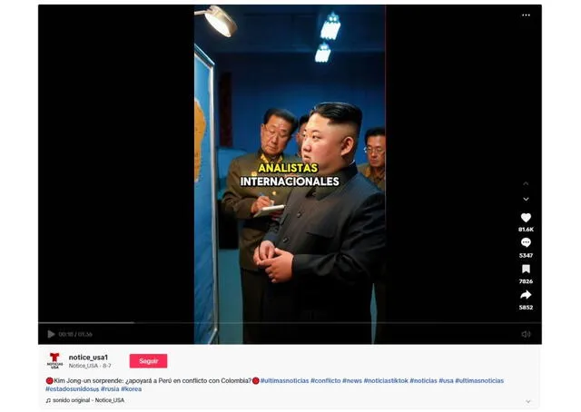 <em>Publicación que dio origen al bulo sobre Kim Jong-un. Foto: captura de TikTok</em>   