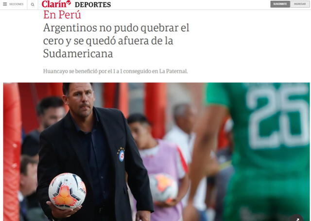 Así informó la prensa argentina sobre la eliminación de Argentinos Juniors a manos de Sport Huancayo.