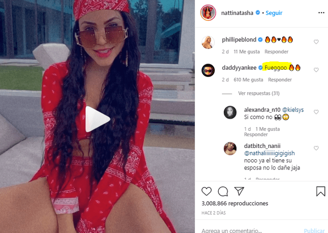 Daddy Yankee se emociona por el video de Natti Natasha.