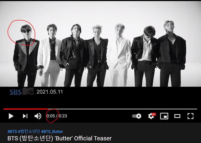 Blooper de Suga en el teaser "Butter" de BTS. Foto: captura YouTube