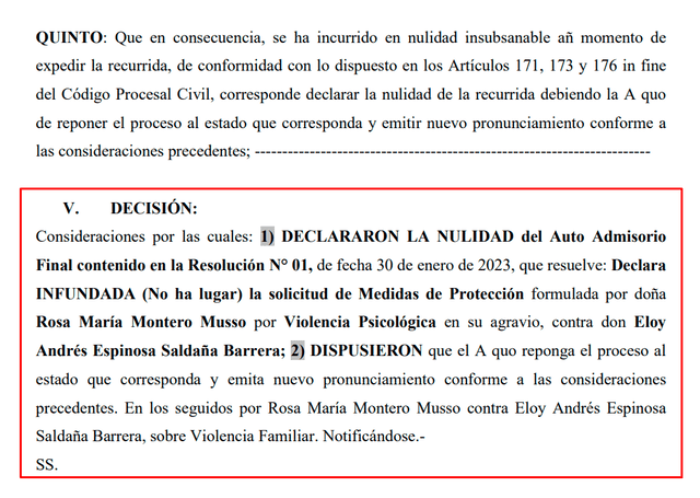  Anulan resolución que niega medidas de protección a esposa de Eloy Espinosa-Saldaña. Foto: LR    