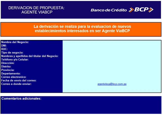 Completa el formulario que aparece en la web del BCP. Foto: captura   