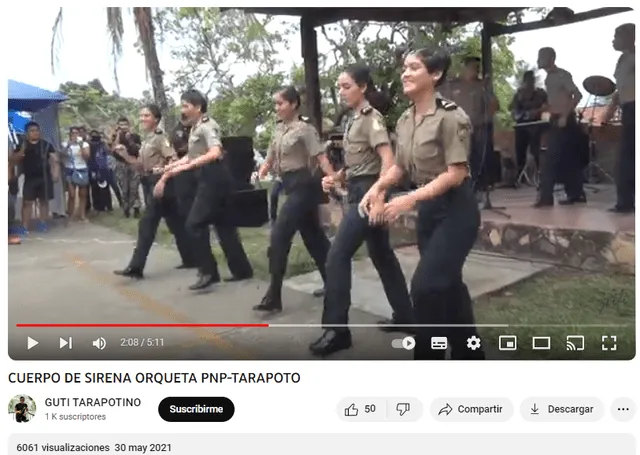  Video de los policías en 2021. Foto: captura en Youtube / Guti Tarapotino.   