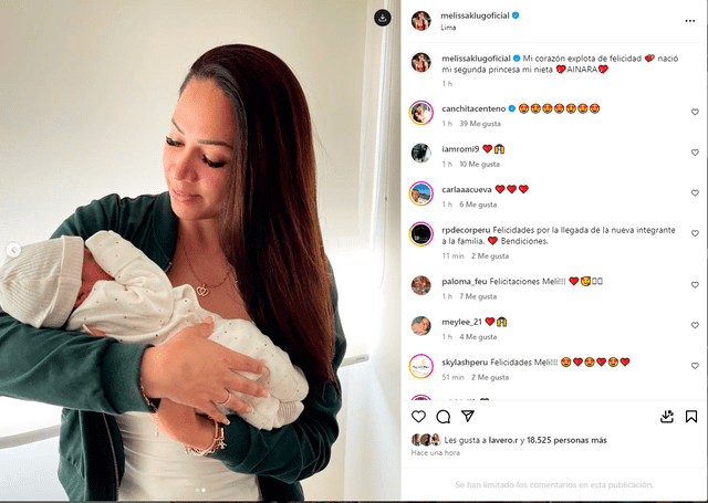 Melissa Klug festejó el nacimiento de su nueva nieta. Foto: Instagram.   