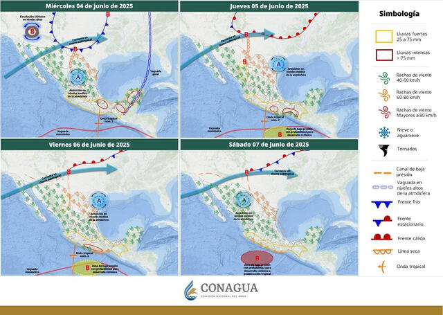 CONAGUA alerta a la población que en los próximos días diferentes estados de México presentarán intensas lluvias, inundaciones y hasta granizo.   