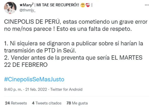 BTS Perú Cinépolis PTD
