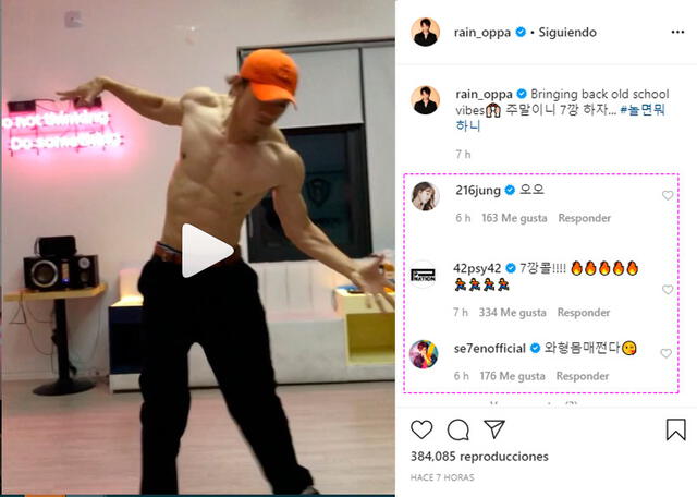 Varias celebridades coreanas reaccionaron al video de Bi Rain. Instagram, 16 de mayo,2020.