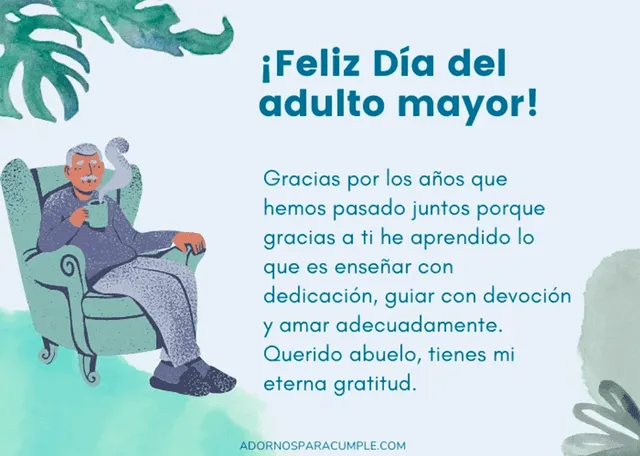  Frases para el Día del Adulto Mayor. Foto: Adornosparacumple.com   