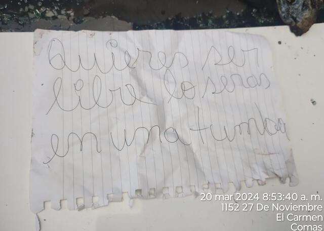 Extorsionadores dejaron un alarmante mensaje en el vehículo de Toño Centella. Foto: Kevin García/La República    