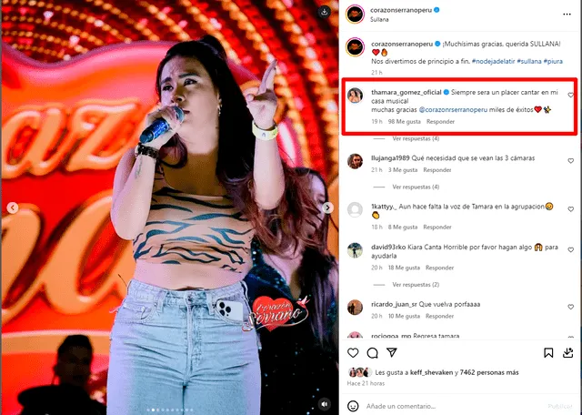  Hace poco, Thamara Gomez compartió escenario con Corazón Serrano  