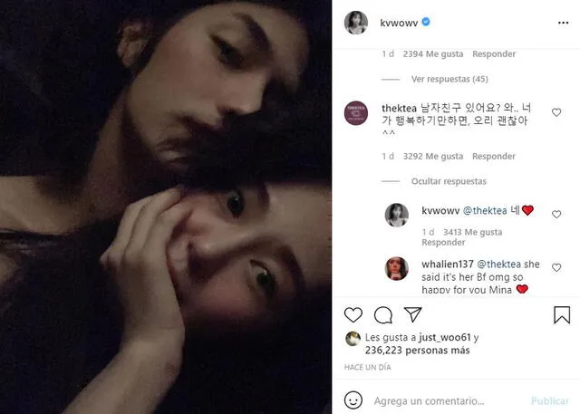 Mina de AOA presenta a su pareja. Foto: Instagram