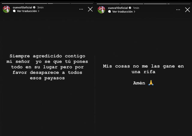 Mensajes de Christian Cueva en redes sociales. Foto: captura de Instagram   